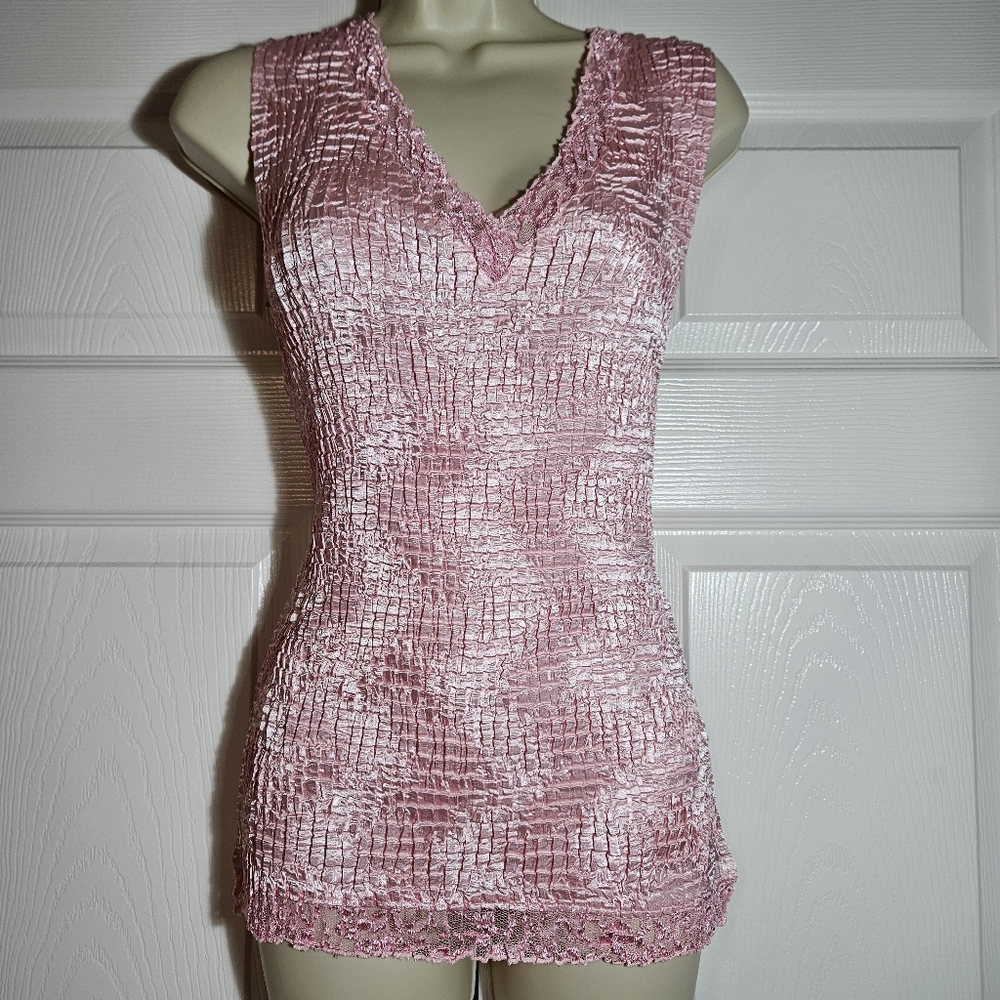 Dressbarn Pink Textured Sleeveless Top